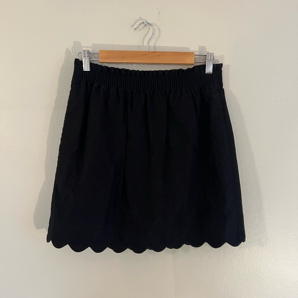J.Crew preppy twee black linen scallop mini skirt